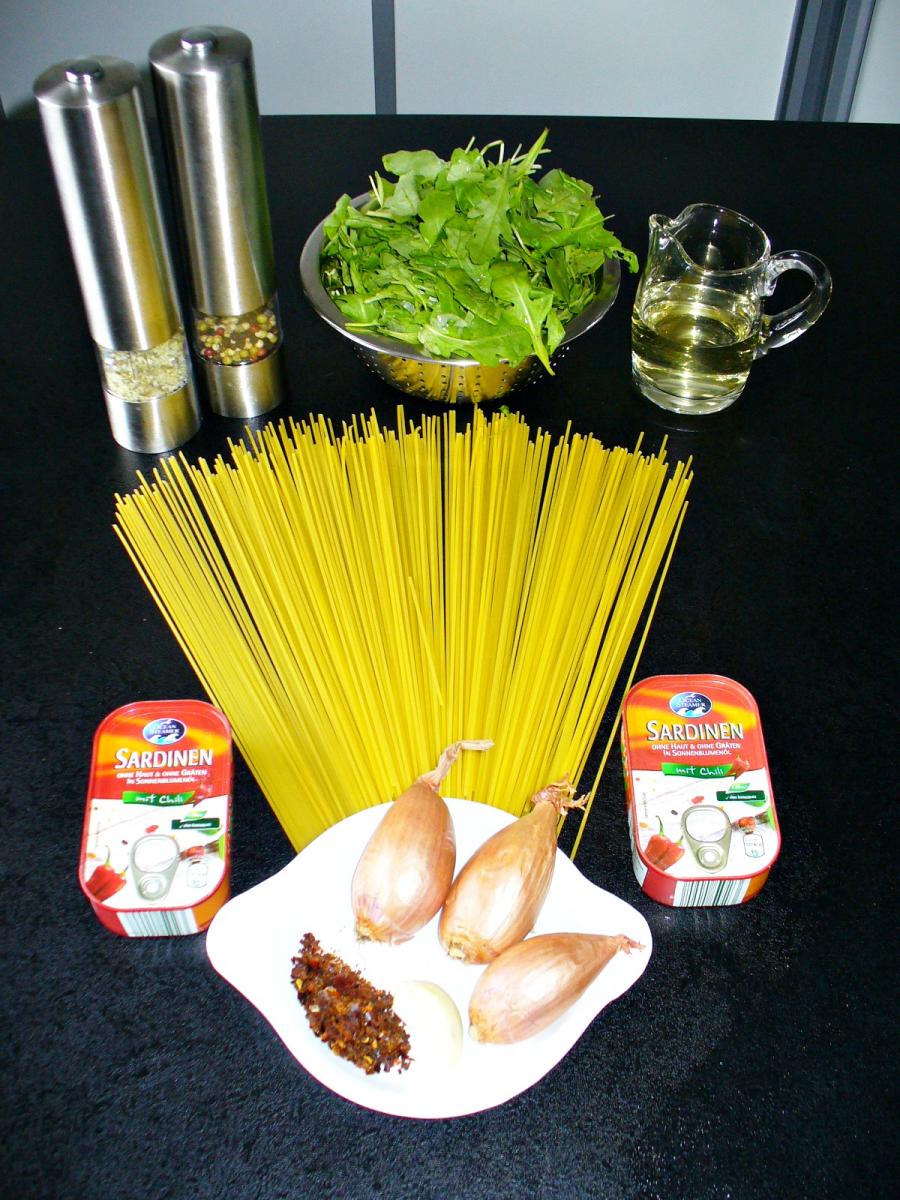 Spaghetti mit Sardinen und Rucola 2