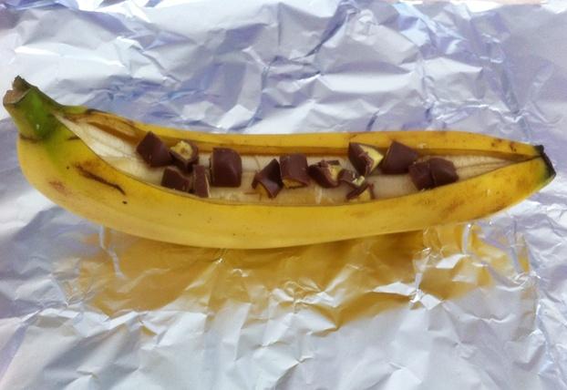 Gebackene Banane mit Schokoladenstückchen 2