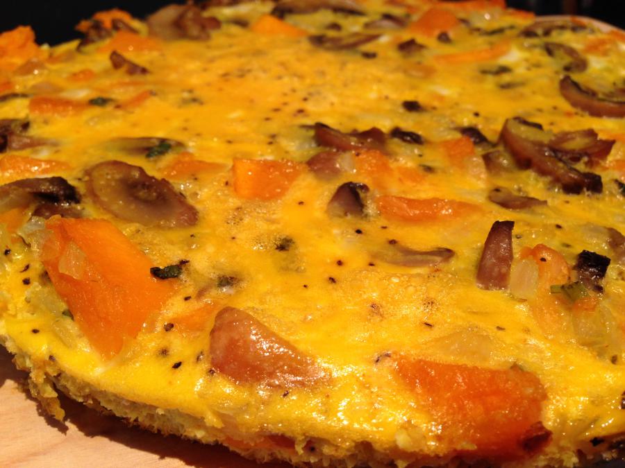 Omelett mit Butternut Kürbis Champignons und Salbei - vegetarisch 8