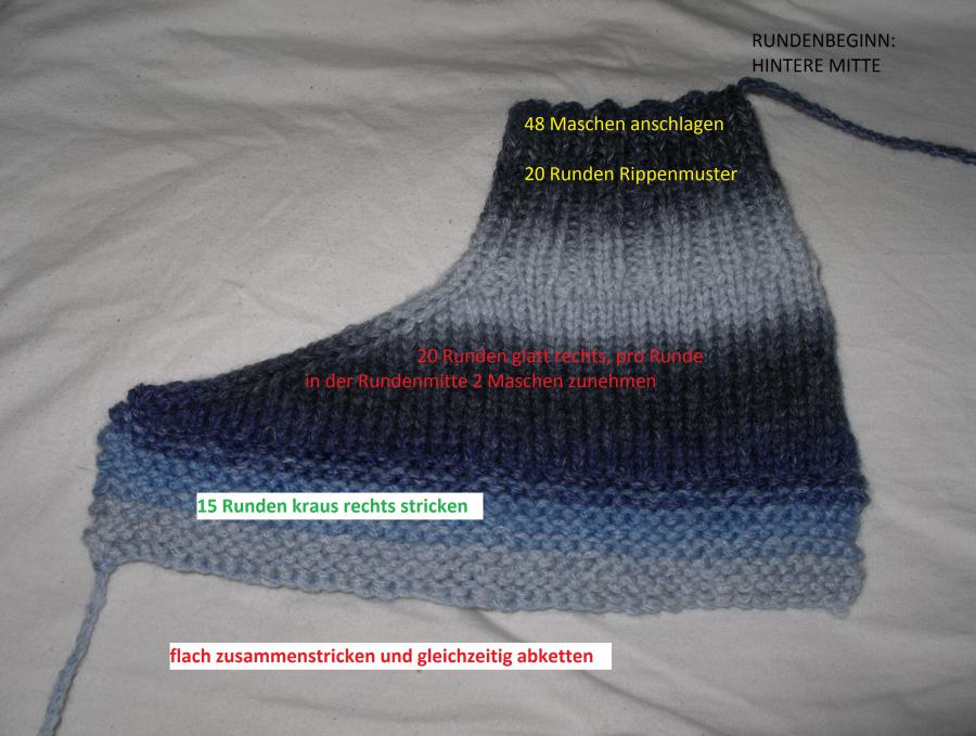 Socken und Hüttenschuhe ohne komplizierte Ferse stricken 1
