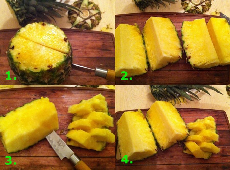 Ananas ruck zuck klein schneiden 2