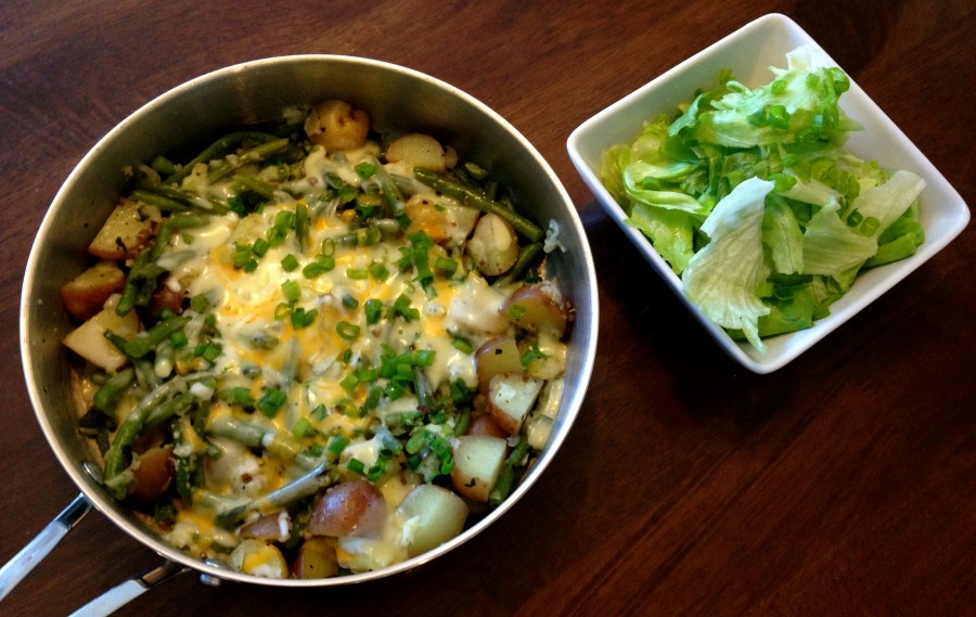 Herzhafte Kartoffelpfanne mit grünen Bohnen - vegetarisch 1