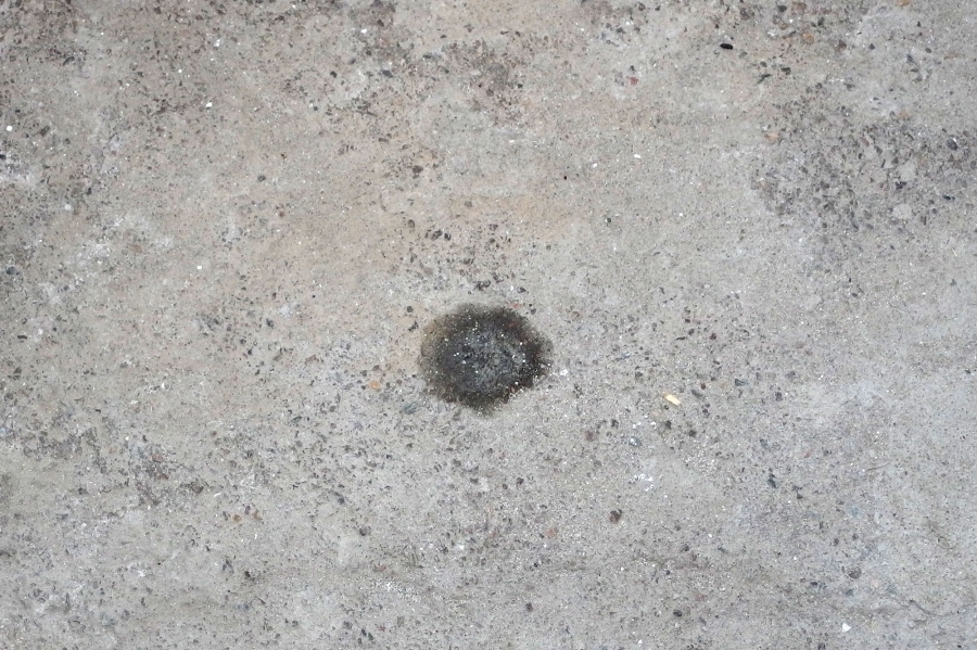 Ölflecken auf dem Garagenboden entfernen mit Katzenstreu oder Sand.