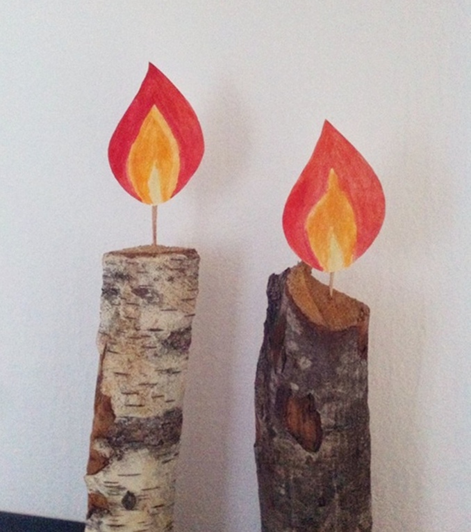 Kerzen aus Holzscheiten