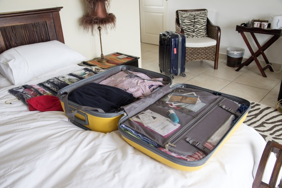 Wäsche im Koffer griffbereit - kein Durcheinander im Reisekoffer.