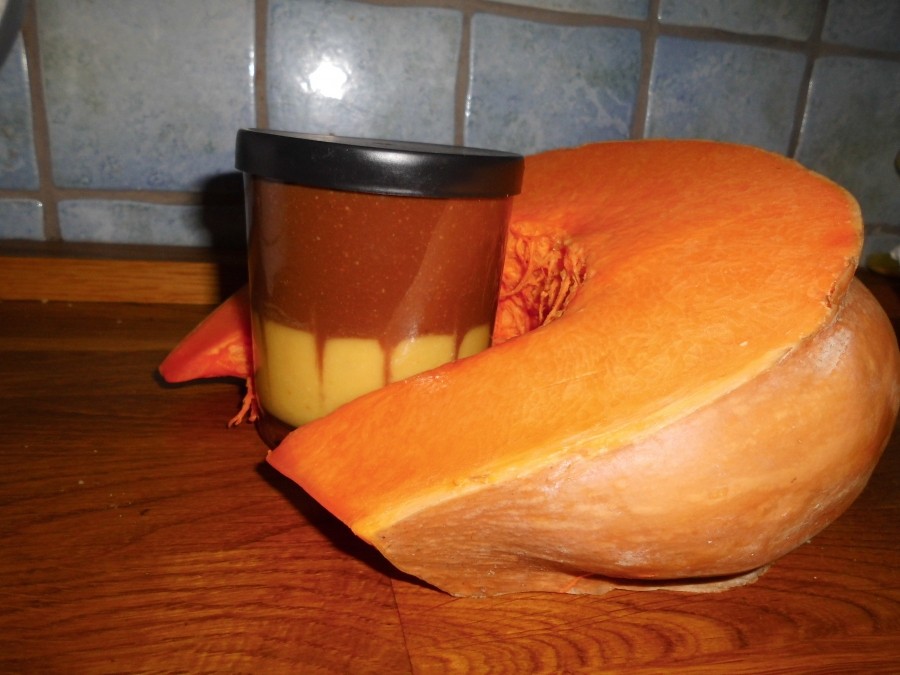 Kürbispudding Schoko-Orange: Der Pudding schmeckt durch die gemahlenen Mandeln wie Grießpudding.