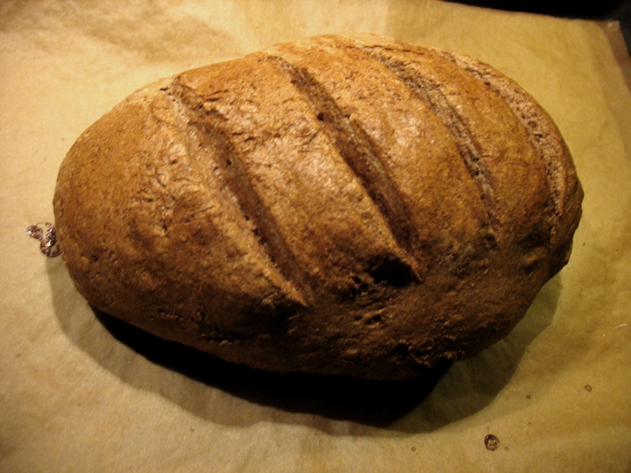 Schnelles Vollkornbrot: Das fertig gebackene Brot, wie es aus dem Ofen kommt.