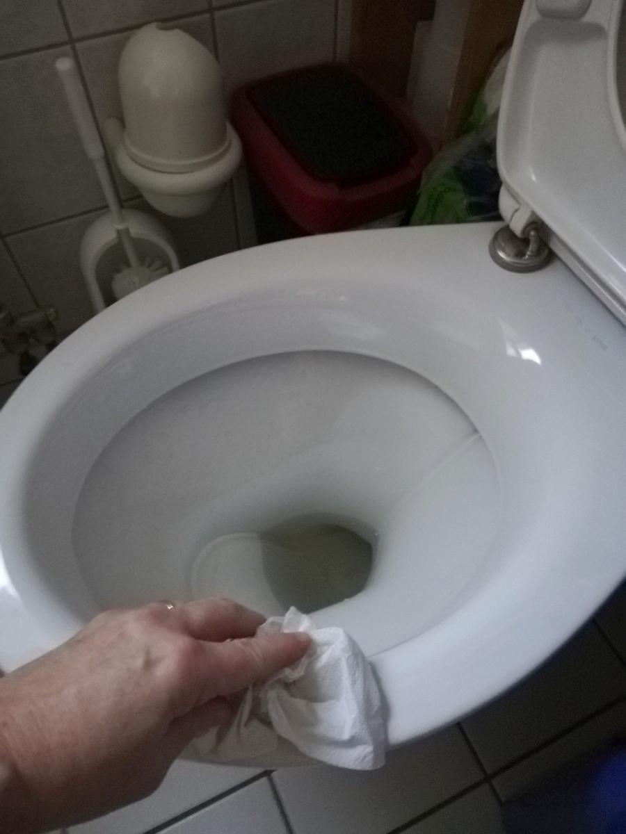 Probleme mit den richtigen Putzlappen für die Toilette, rot, gelb, blau? Wehe, man erwischt den falschen. 