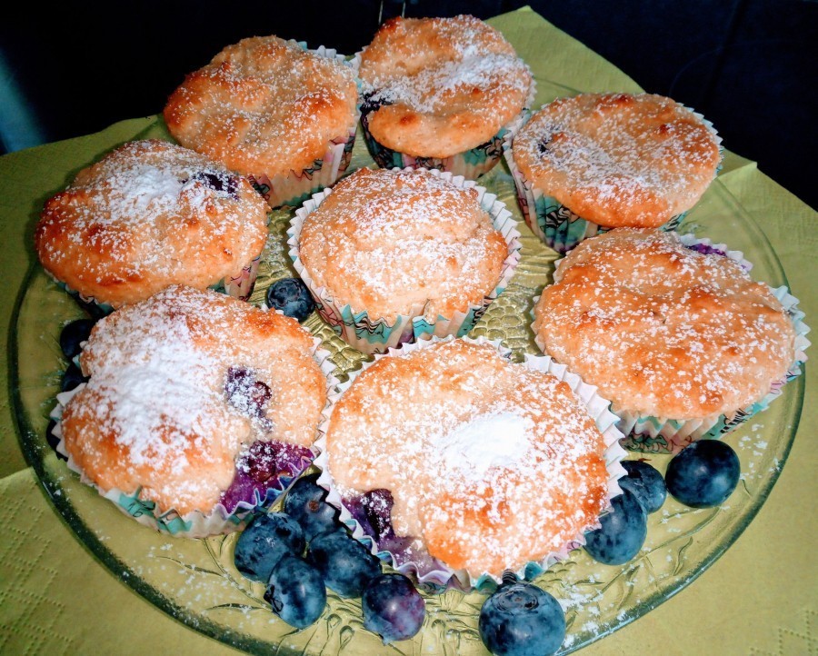 Saftige Muffins aus Quarkteig: Heute Morgen gebacken, mit Blaubeeren, sehr, sehr lecker!