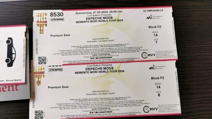 Unsere Premium Tickets für den Sitzplatz in der Münchener Olympiahalle beim Konzert von Depeche Mode