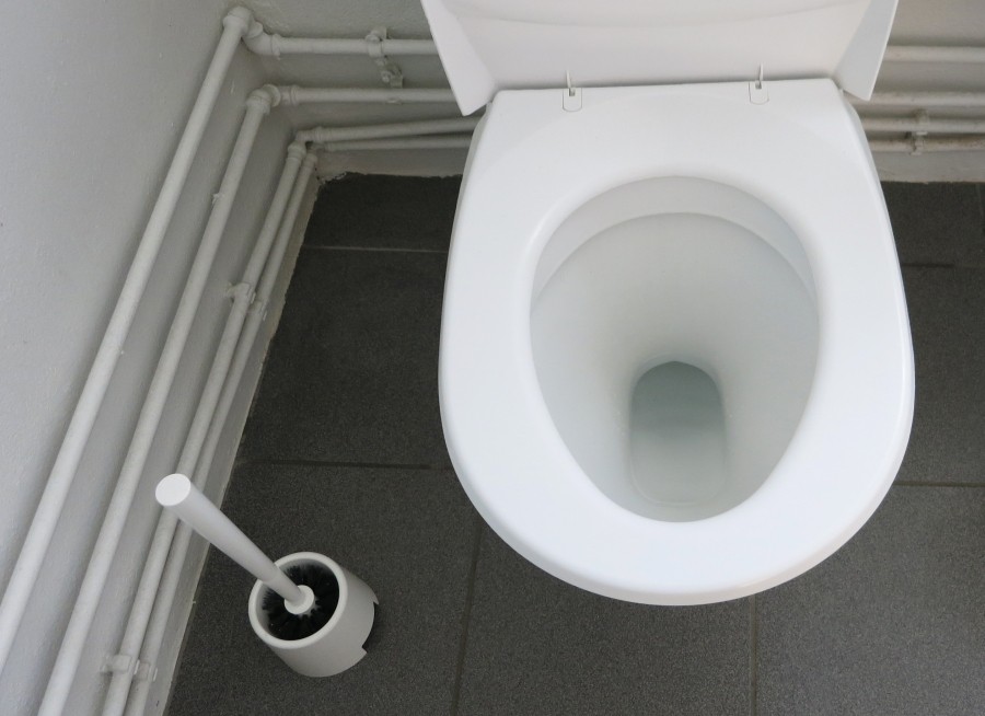 Hässliche Ränder in der Toilette mit einem Korken und Scheuerpulver erfolgreich entfernen.
