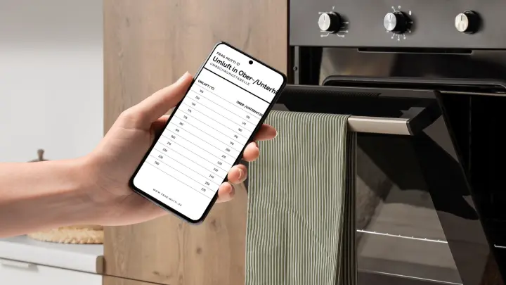 Mit diesem Rechner kannst du Umluft in Ober-/Unterhitze umrechnen oder andersherum. So gelingt dir jedes Rezept.