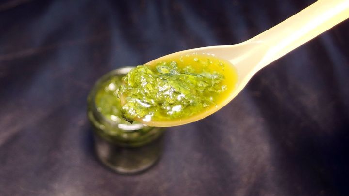 Selbst gemachtes Pesto haltbar machen: Pesto ohne Parmesankäse einfrieren.