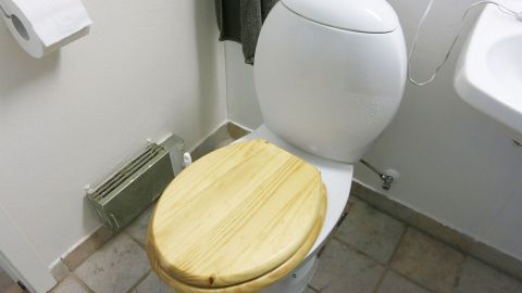 Erfolgreiches Reinigen des Toilettenabflusses mit einem Gemisch aus Salz, Essig und Allzweckreiniger. Auch Gerüche werden durch den Allzweckreiniger gebunden.
