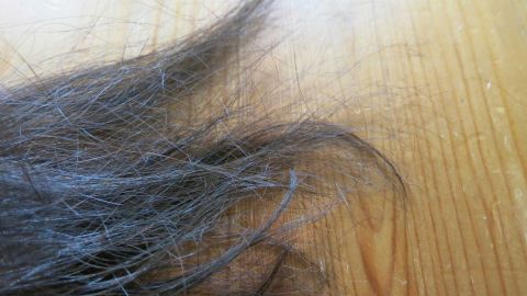 Haarspitzen mit Feuchtigkeitscreme pflegen: Einfach eine haselnussgroße Portion in die Haarspitzen einmassieren und durchkämmen.