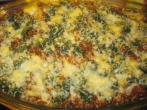 <strong>Spinatauflauf</strong> mit <strong>Hackfleisch</strong> und Nudeln