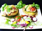 Überbackene Zucchini-Nudelnester mit Schinken
