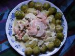 Geräuchertes Lachsforellenfilet in Senf-Meerrettich-Soße