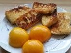 Leckere Grießschnitten mit Pfirsichen aus der Dose