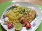 Tilapia-Fischfilet mit Salzkartoffeln & Schmorgurken