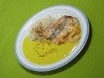 Lachs & <strong>Garnelen</strong> mit Curry-Zabaione und Reis