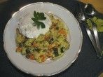Karotten-Zucchini-Bulgur mit Zaziki