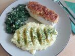 Kabeljau mit Parmesankruste, Spinat & <strong>Kartoffelp&uuml;ree</strong>