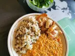 Rotes Linsencurry mit Kokosmilch und Hähnchen - gesund und einfach