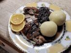 Entenbraten mit Orangen (Ente &agrave; l'orange) und Kn&ouml;del