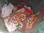 Zigarettenasche gegen Fliegen im Mülleimer