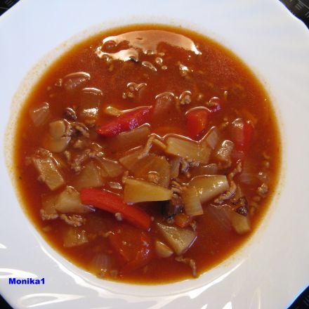Reitersuppe mit Hackfleisch und Ochsenschwanzsuppe