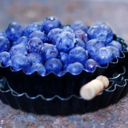 Blaubeerflecken an den Händen