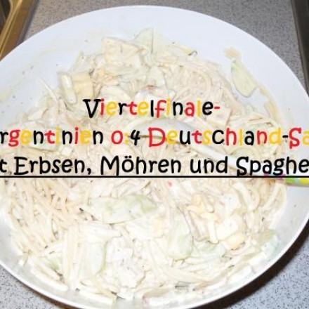 Argentinien-Salat mit Erbsen, Möhren und Spaghetti