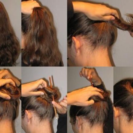 Haare mit Stab hochstecken