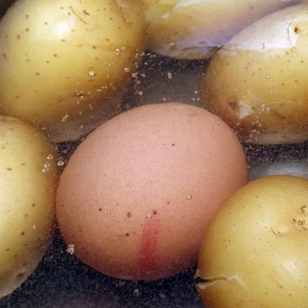 Beim Pellkartoffelkochen Eier mitkochen
