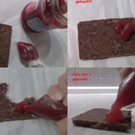 Brot oder Brötchen schmieren: Frühstücksaufstrich aus dem Beutel