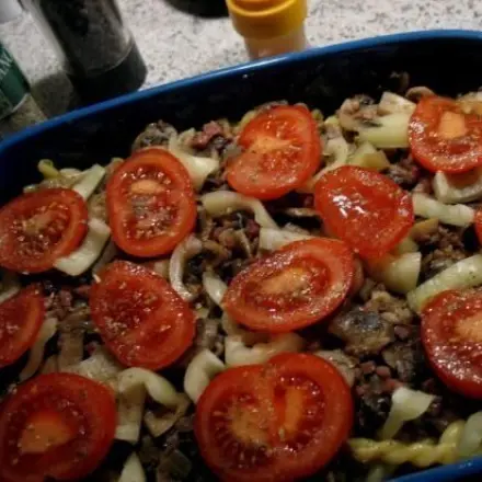 Spätzle-Pilz-Nudelpfanne