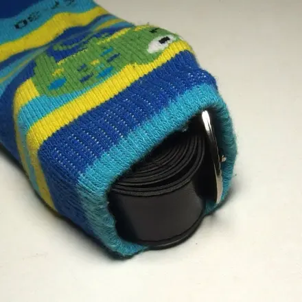 Einzelsocken als Futteral für Gürtel