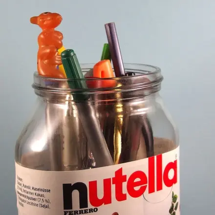 Großes Nutella Glas als Stifteglas