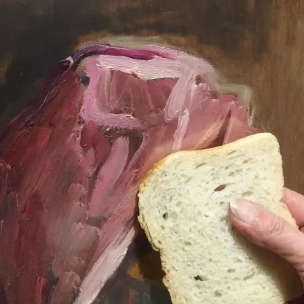 Ölbilder mit Weißbrot reingen