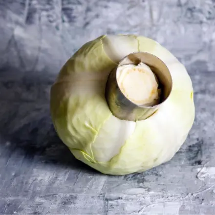 Strunk von Weißkohl entfernen