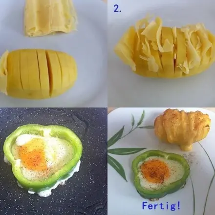 Gebackene Käsekartoffel mit Paprika Spiegelei