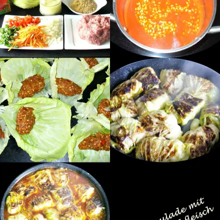 Weißkohlrouladen mit Bulgur-Hackfleisch-Füllung