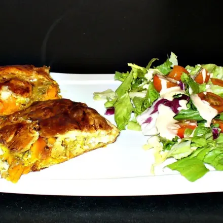 Kürbisstrudel mit Putenbrust