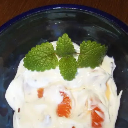 Quarkspeise mit Mineralwasser