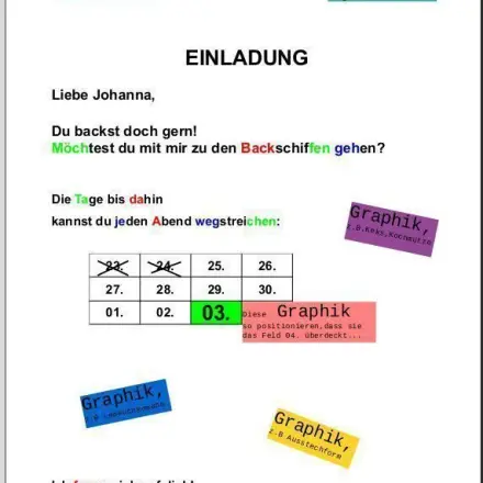 Schriftliche Einladung von Oma an Enkel/in