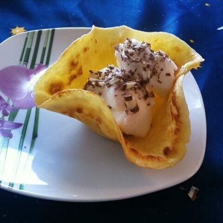 Pfannkuchen als Dessertschale