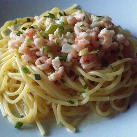 Leckere Pasta mit Shrimps
