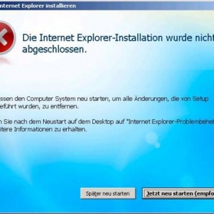 Probleme bei der Installation vom Internet-Explorer 7