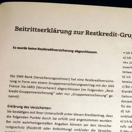 Restschuldversicherung genau überdenken